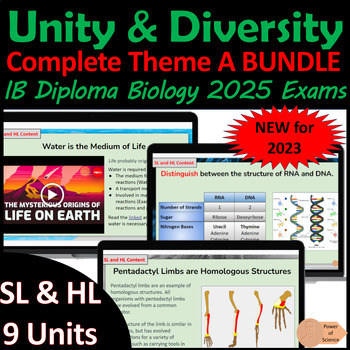 Preview of IB Biology Theme A Unity and Diversity BUNDLE - First Exams 2025, new 2023
