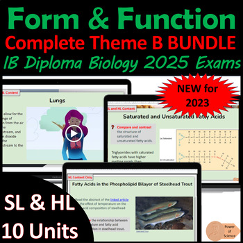 Preview of IB Biology Theme B Form and Function BUNDLE - First Exams 2025, new 2023
