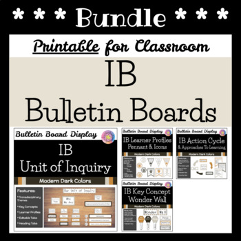 Preview of IB Bulletin Board Display Bundle (IB PYP or MVP Classroom): Modern Dark Colors