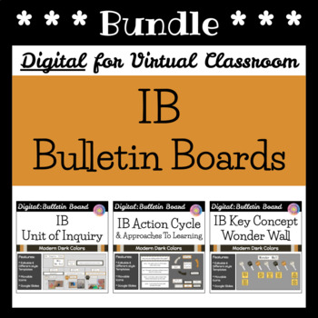 Preview of IB Bulletin Board Digital Display Bundle (IB PYP or MVP Virtual Classroom): Dark