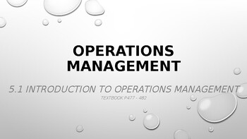 Preview of IB DP Business Management U5 Topic 1: Introduction to Operations Management