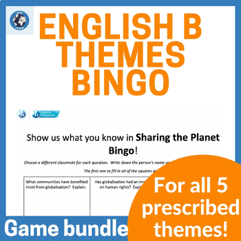 Preview of IB DP English B Prescribed Themes BINGO Bundle
