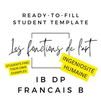 Preview of FLE IB DP French B Inquiry Ingéniosité humaine - Fonctions de l'art