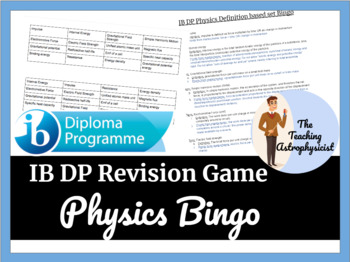 Preview of IB DP Physics Definition Bingo - Revision tool (2016 syllabus)