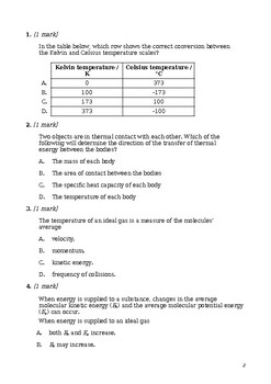 Preview of IB DP Physics:Question book B.1: Thermal energy transfer SL(first teaching 2023)