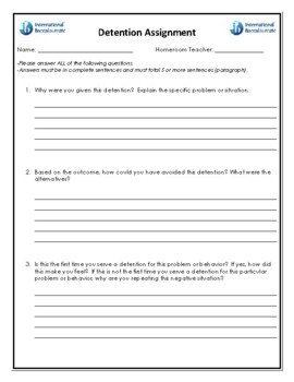 detention assignment pdf