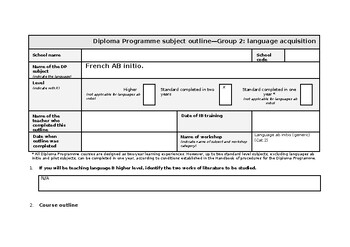 Preview of IB Diploma Course Outline French Ab Initio SL