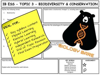 Preview of IB ESS - Topic 3 - Biodiversity & Conservation - Summary Sheets