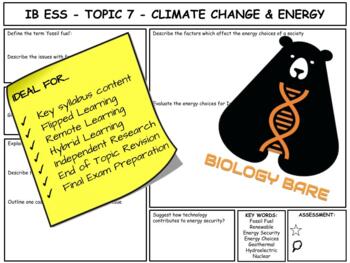Preview of IB ESS - Topic 7 - Climate Change & Energy Production - Summary Sheets