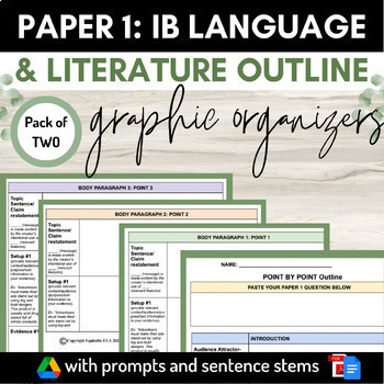Preview of IB English A Language and Literature Paper 1 Outline Graphic Organizer SET