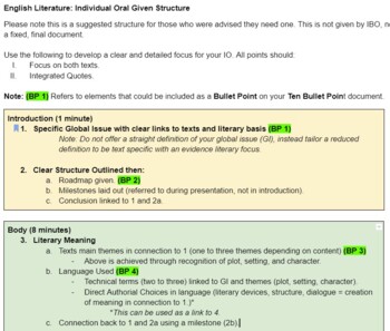 Preview of IB English A: Literature - IO Given Structure