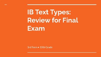 Preview of IB English B: Text Type Review for Paper 1