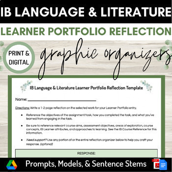 Preview of IB English Language & Literature Learner Portfolio Reflection Graphic Organizer