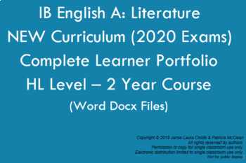 Preview of IB English Literature HL New Curriculum: Learner Portfolio WORD DOCUMENTS