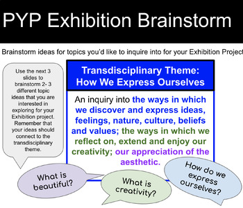 Preview of IB Exhibition Project Idea Brainstorm Slides