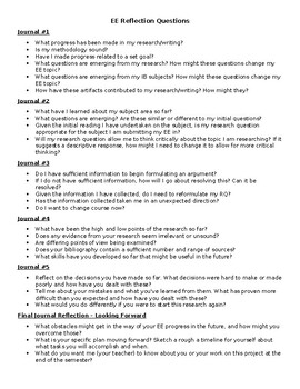 Preview of IB Extended Essay - Reflection Questions for Student Journaling for RPPF