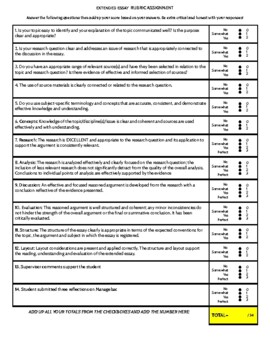 international baccalaureate extended essay rubric