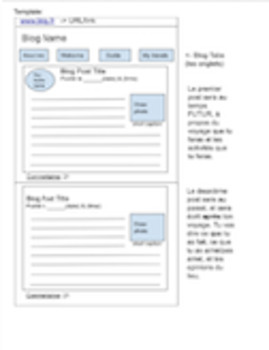 Preview of IB French Blog Text Type Template, Prompt, Rubric, Expériences theme