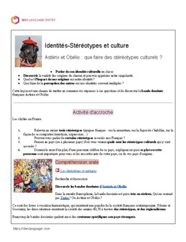 Preview of IB French Identités: Astérix et obélix, que faire des stéréotypes culturels ?