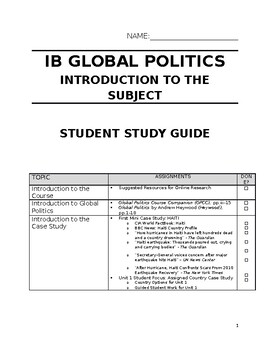 Preview of IB Global Politics Course Introduction Student Handout