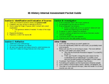 Preview of IB History Internal Assessment Pocket Guide