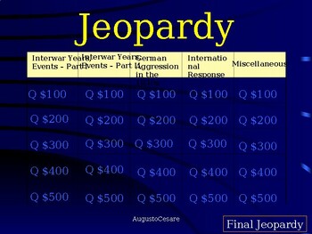 Preview of IB History Paper 1: Jeopardy-Style Review Game: Nazi Germany & World Response