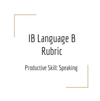Preview of IB Language B SL Rubric - Productive and Interactive Skills: Speaking