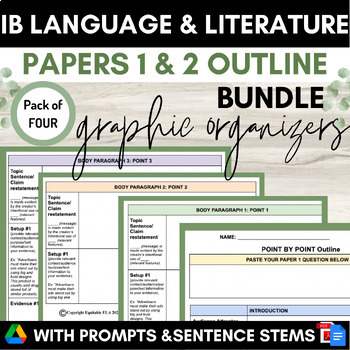 Preview of IB Language & Literature Paper 1 AND Paper 2 Outline Graphic Organizer BUNDLE