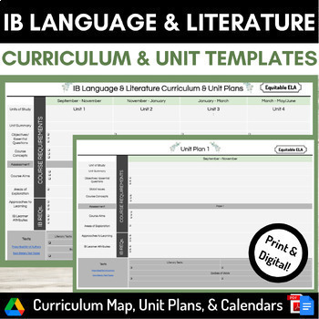 Preview of IB Language and Literature Full Year Curriculum Map and Unit Plan TEMPLATES