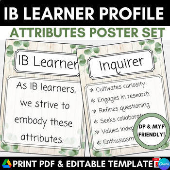 Preview of IB Learner Profile Attribute Posters Set DP MYP | Farmhouse | 8.5x11 and 11x8.5