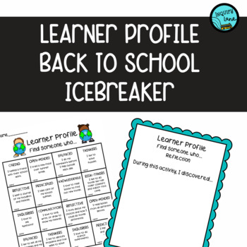 Preview of IB Learner Profile Back to School Icebreaker Activity and Reflection Writing