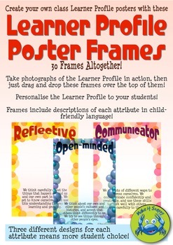 Preview of IB Learner Profile Poster Frames with Descriptions - Bubbles