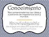 IB Learner Profile Spanish & English - Blue chevron background