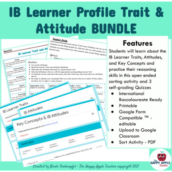 Preview of IB Learner Trait-Attitude-Key Concept Google Forms ™ & Activity Sort Bundle