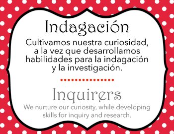 Preview of IB Learner profile in Spanish and English polkadot (letter size)