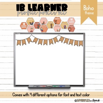 Preview of IB Learner profile poster set- Boho/Neutral