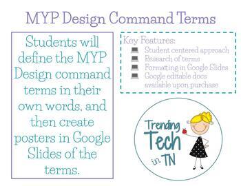 Preview of IB MYP Design Command Terms Worksheet and Posters using Google Docs & Slides