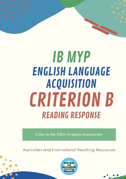 Preview of IB MYP English Language Acquisition Criterion B Reading and Responding