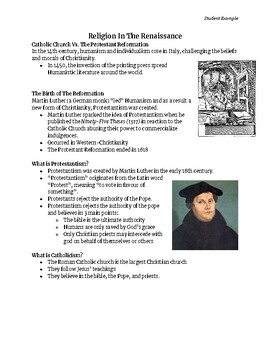 Preview of IB: MYP Renaissance- Religion Lesson Materials Complete