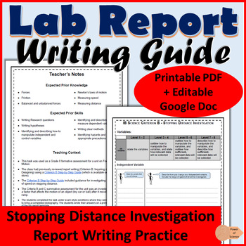 Preview of IB MYP Science Criterion B Designing an Experiment - Lab Report Writing Guide