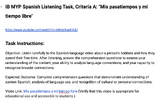 IB MYP Spanish Listening Task Criteria A: "Mis pasatiempos