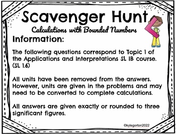 Preview of IB Math (AI SL) Topic 1.6 Bounded Numbers Scavenger Hunt