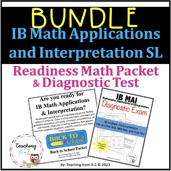 Preview of IB Math Applications & Interpretation Readiness Packet & Diagnostic Test Bundle