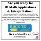 IB Math Applications and Interpretation Readiness Packet