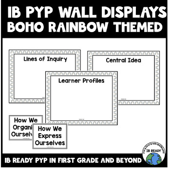 Preview of IB PYP BOHO Rainbow Display Boards with Transdisciplinary Themes