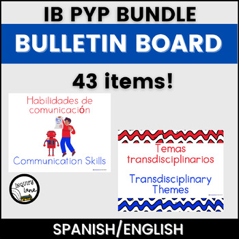 Preview of IB PYP Bulletin Board Class Poster Bundle Set English Spanish Dual Language
