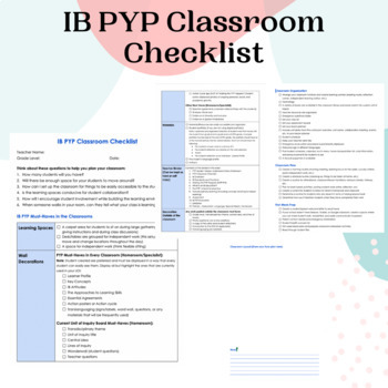 Preview of IB PYP Classroom Checklist