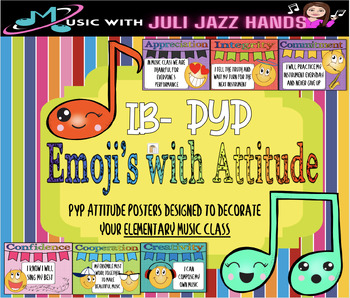 Preview of IB-PYP Emoji Attitude Posters - Music Bulletin Board & Decor
