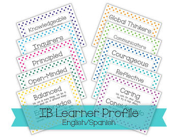 Preview of IB PYP Learner Profile 2014 - English/Spanish Polka Dots