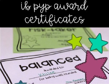 Preview of IB PYP Learner Profile Attribute Award Certificates